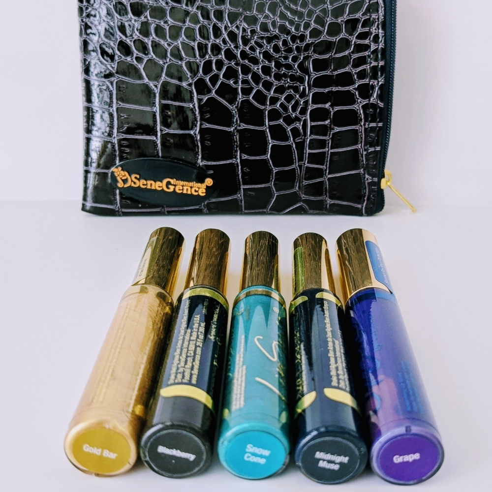 SeneGence LipSense (4 Colours + 1 Gloss) Collection with Black Crocodile Pouch